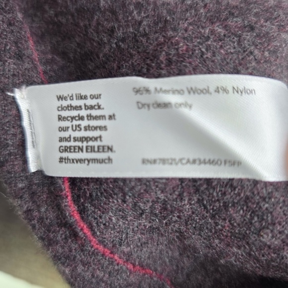 Eileen Fisher Merino Double-Knit Kimono Jacket Burgundy Maroon Womens Large - Picture 7 of 8
